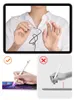 A collage showing a person using an Apple Pencil on an iPad, with two smaller images demonstrating correct and incorrect ways to hold the stylus. Voir les images du produit