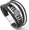 INF Bracciale in pelle intrecciata con ciondolo Albero Anteprima dell’immagine prodotto 1