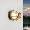 Außenlampe Wand Maritim aus Messing Glasschirm Geriffelt Produktbild-Vorschau 1