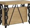 A close-up view of a console table with a wooden top and black metal legs, shown in a folded or compact state. Podgląd zdjęcia produktu