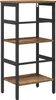 A freestanding shelf unit with a metal frame and wooden shelves. Podgląd zdjęcia produktu