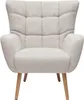 Miliboo - Sessel im gemustertem Samtdesign beige Holzfüße Produktbild-Vorschau 1