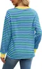 ASKSA Damen T-Shirt Rundhals Langarm Shirts Gestreift Basic Produktbild-Vorschau 4