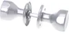 A pair of silver door knobs with a connecting spindle, shown against a white background. Podgląd zdjęcia produktu