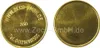 Two sides of a gold-colored coin with text and numbers. Produktbild-Vorschau