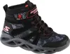 A single black high-top sneaker for boys with red accents and a gray sole. Náhľad obrázku produktu