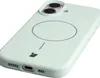 A close-up view of a mint green iPhone case with a magnetic ring and a small logo. Produktbild-Vorschau