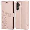A rose gold flip case for a Samsung Galaxy A05s phone is shown from the front and back. Produktbild-Vorschau