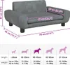 A size chart for a dog bed, showing dimensions and weight/length recommendations for different dog sizes, overlaid on an image of the dog bed. Náhľad obrázku produktu