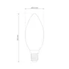 A line drawing of a candle-shaped LED light bulb with dimensions indicated. Produktbild-Vorschau