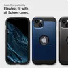 Three iPhones in cases are displayed side-by-side, with text overlay describing case compatibility. Podgląd zdjęcia produktu