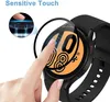 A close-up shot of a person's hand applying a screen protector to a smartwatch. Produktbild-Vorschau