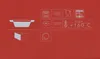 A red background with various icons and symbols indicating product features and usage. Anteprima dell’immagine prodotto
