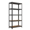 A tall, five-shelf storage rack with a metal frame and wooden shelves against a white background. Náhled obrázku produktu