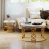 STILVORA Couchtisch Set 2-teilig, rund, Weiß Marmoroptik, Produktbild-Vorschau 2