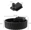 Two black plastic parts, one a small cylindrical piece on a rectangular base, and the other a large wheel with a ribbed outer edge, both with dimensions indicated by white lines and text. Produktbild-Vorschau
