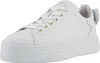 A white leather sneaker with a light blue bow on the heel, shown from a side-angle on a white background. Produktbild-Vorschau