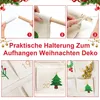 Collage of images showing how to assemble and details of a fabric advent calendar. Produktbild-Vorschau