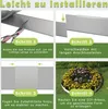 A collage of four images showing the steps to install garden edging. Produktbild-Vorschau