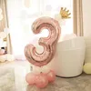 Fóliový balón číslo 3, cca 80 cm, ružovo zlatý, na plnenie Náhľad obrázku produktu 2