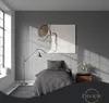 A bedroom scene with a bed, lamp, and artwork. Produktbild-Vorschau