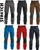 A collage of six different pairs of work pants in various colors, displayed against a white background. Produktbild-Vorschau