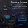 A black gaming chair with promotional text and graphics. Podgląd zdjęcia produktu