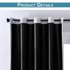 A close-up view of black curtains with a white band at the top, hanging from a curtain rod. Anteprima dell’immagine prodotto