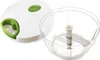 A manual food chopper with a clear bowl and a white and green lid. Náhled obrázku produktu