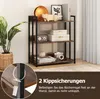 A three-tier bookshelf with various decorative items and a plant. Produktbild-Vorschau