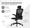 A diagram showing the features and materials of an ergonomic office chair. Produktbild-Vorschau
