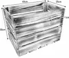 A wooden crate with dimensions indicated by measurement lines and text. Produktbild-Vorschau