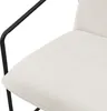 A close-up view of a beige upholstered chair with a black metal frame. Náhled obrázku produktu