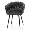 A single gray upholstered accent chair with black metal legs, isolated on a white background. Podgląd zdjęcia produktu