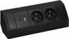A black power strip with two European-style outlets and two USB ports (Type A and Type C). Náhled obrázku produktu