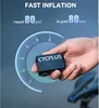 A hand holding a small black electronic device with the brand name 'CYCPLUS' visible, against a dark background with a circular gauge graphic indicating pressure and time. Náhľad obrázku produktu