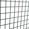 A close-up view of a dark green metal grid fence. Produktbild-Vorschau