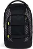 A black and gray checkered backpack with yellow accents. Produktbild-Vorschau