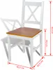 A white wooden dining chair with a wooden seat, with measurements indicated by red lines and text. Anteprima dell’immagine prodotto