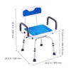 A shower chair with dimensions indicated by measurement lines and text. Podgląd zdjęcia produktu