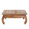 A vintage-style wooden coffee table with curved legs and two drawers, presented against a white background. Náhľad obrázku produktu