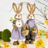 COM-FOUR® 2x XL Stroh Osterhase handgemacht - 44 cm Produktbild-Vorschau 2