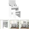 The Living Store Schminktisch mit Hocker Weiß 60x40x113,5 Produktbild-Vorschau 1