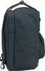 A side view of a dark-colored backpack hanging from a hook. Produktbild-Vorschau