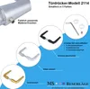 A collage of different door handle models and their accessories, with descriptive text and a company logo. Produktbild-Vorschau