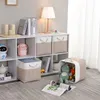 Stoff Aufbewahrungsbox 25x25x25 cm Faltbar Helles Khaki Produktbild-Vorschau 3