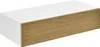 A product shot of a wall shelf with a white top and a wood-grain front. Náhľad obrázku produktu