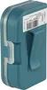 A teal plastic case with a clear plastic hinge, featuring a label with a barcode and product information. Anteprima dell’immagine prodotto