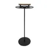 A black floor-standing coat rack with a wooden top. Podgląd zdjęcia produktu