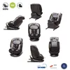 Collage of a car seat from multiple angles, with logos and certification marks. Produktbild-Vorschau